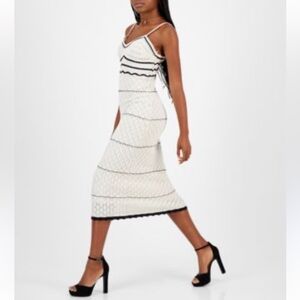 Dazy Cream & Black Knit Crochet Midi Dress Size Medium